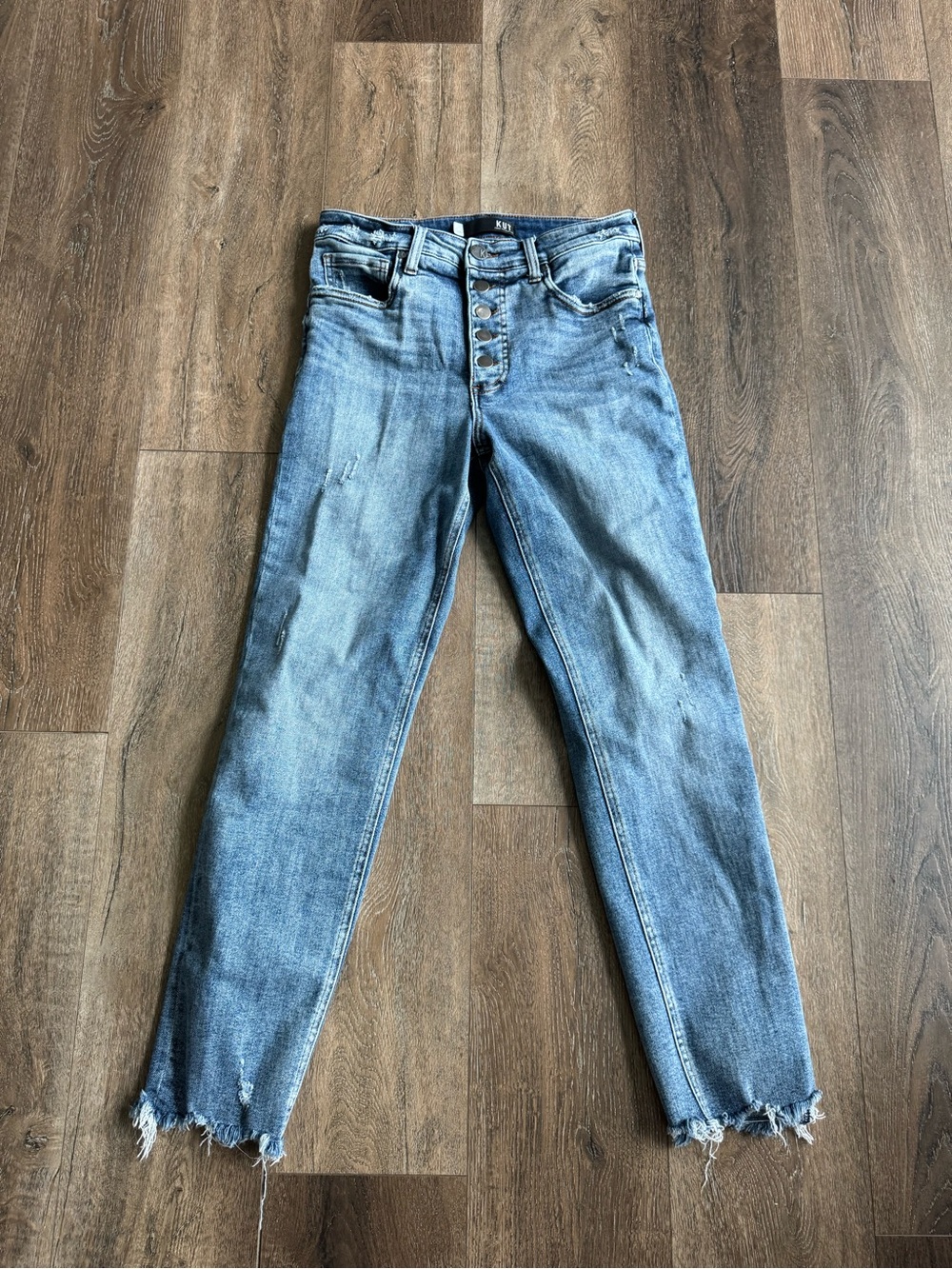 Kut from the Kloth Women's Blue Skinny Jeans with Button-Fly Rachael Size 4 LONG